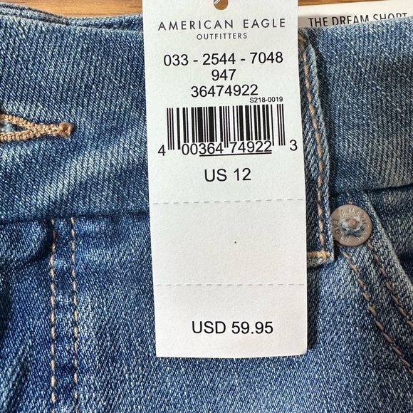 AMERICAN EAGLE 🦅 Curvy MIDI, The Dream Short, Women's Size 12, Distressed, NWT. - Picture 6 of 6